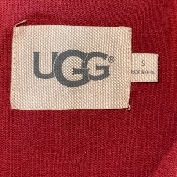 UGG Women’s Burgundy Lounge Robe Size Small Cozy Cotton Blend Belted Wrap - Picture 2 of 13